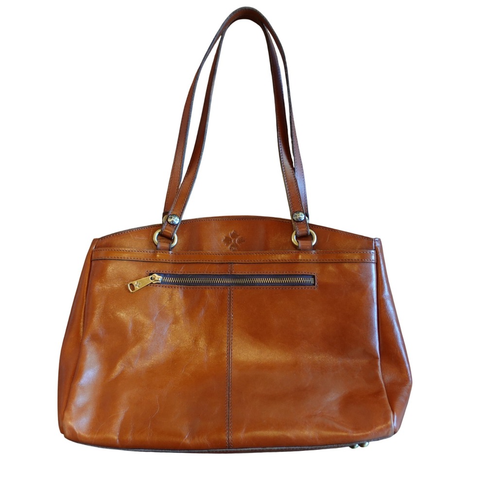 Patricia Nash Leather Shoulder Bag Womens Tan Cognac Satchel Poppy Tote Boho